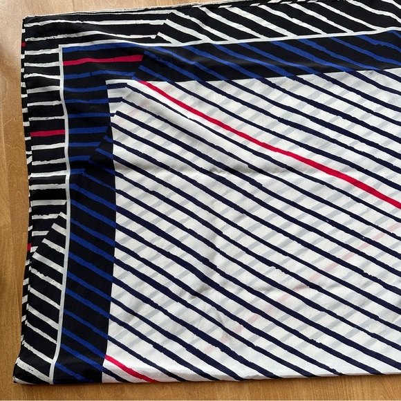 Parisian Inspired Rectangle Fashion Scarf, Women’s Purse Scarf, Blue/White/Red - Picture 9 of 13